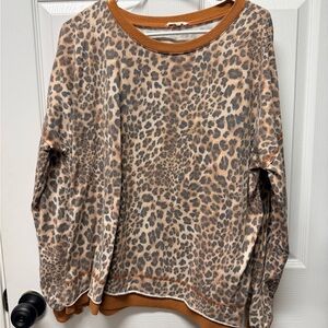 Leopard Print Sweater with Brown Accents
